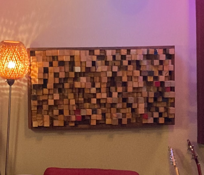 Acoustic diffuser in pine and maple custom fabrication