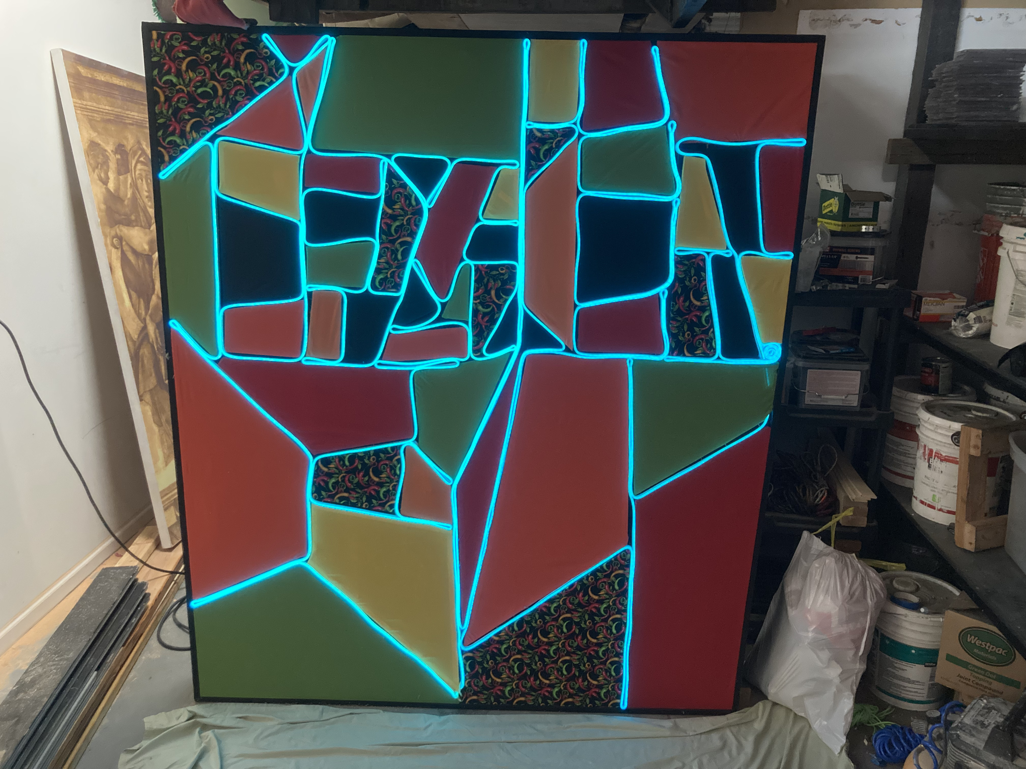 Acoustic panel bass trap with LED lighting custom fabrication